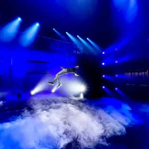 Illusionist Rob Lake walks on stage